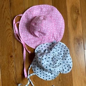 Two Cute Polka Dot Baby Sun Hats